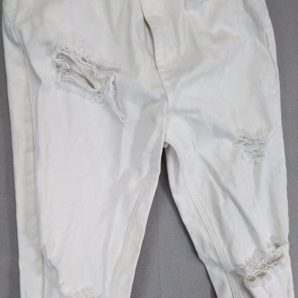 BDG Urban Outfitters White Denim Mom Jeans, W25 High Waist Slim Leg Distressed - Picture 4 of 6